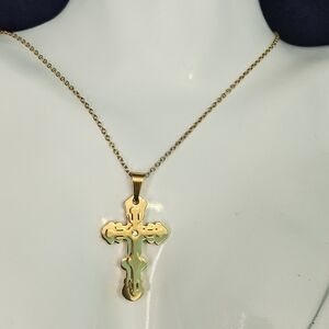 Elegant Gold Cross Pendant Necklace